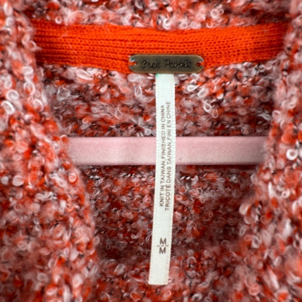 Free People Women's BFF Cowl Neck Textured Sweater In Scarlet Flame Size Medium - Picture 7 of 14